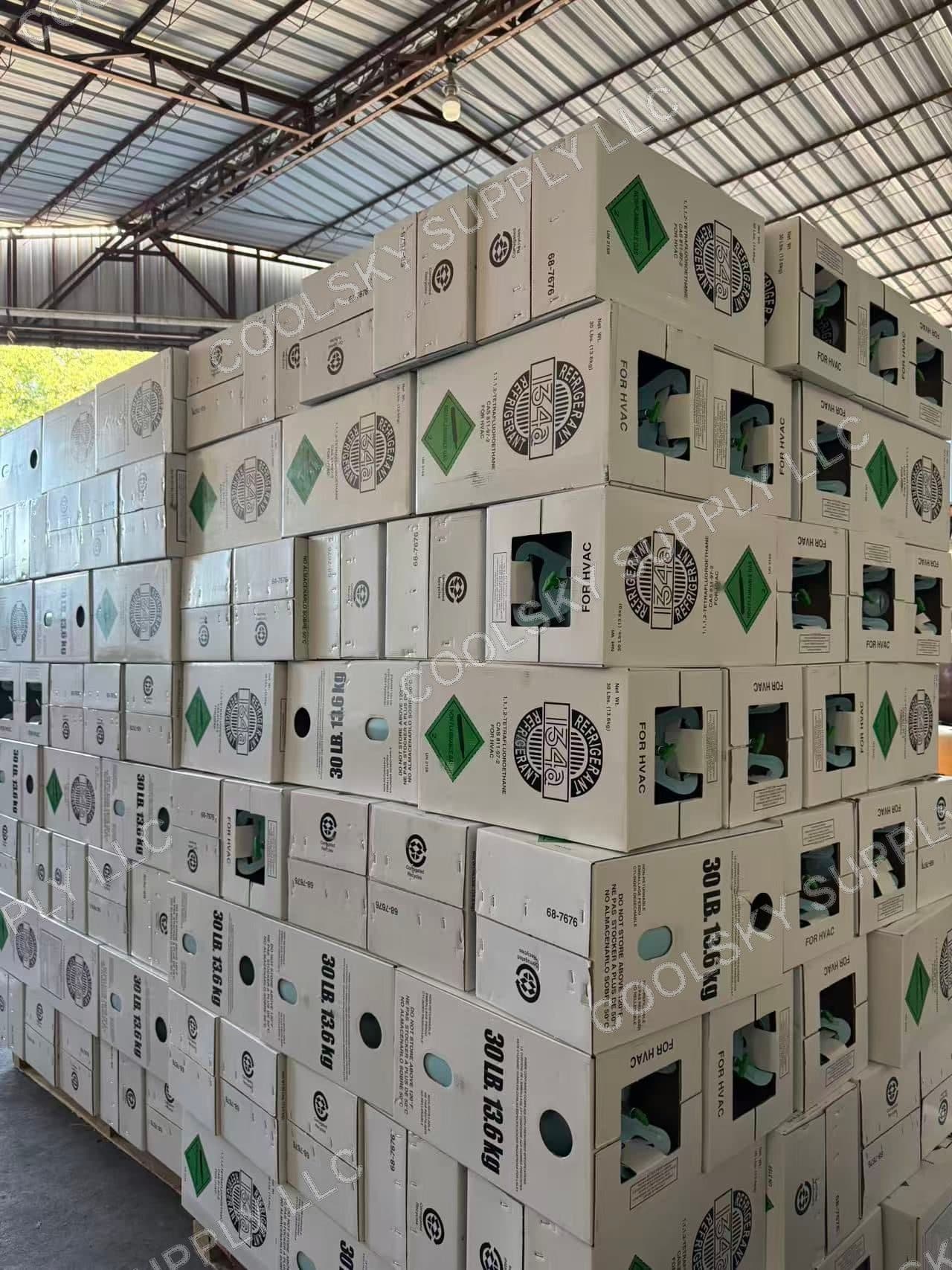Stacked refrigerant inventory in the warehouse